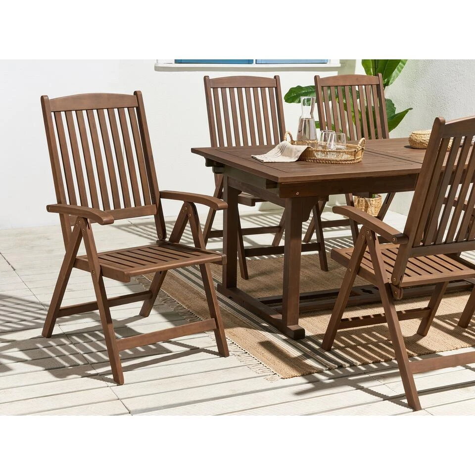 AMANTEA - Tuinstoel - Donkere Houtkleur - Acaciahout 4 AMANTEA - Tuinstoel - Donkere Houtkleur - Acaciahout - Afbeelding 2