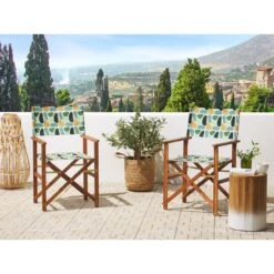 Beliani Tuinstoel CINE - Multicolor Acaciahout, Polyester -VIDAXL Winkel 08e6310c83e84718bf3abcd021c76a15