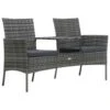 VidaXL Tuinbank 2-zits Met Tafeltje Poly Rattan Antraciet -VIDAXL Winkel 1000005881