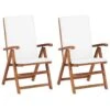 VidaXL Tuinstoelen 2 St Verstelbaar Met Kussens Massief Teakhout Crème 2 VidaXL Tuinstoelen 2 St Verstelbaar Met Kussens Massief Teakhout Crème -VIDAXL Winkel 1000006225