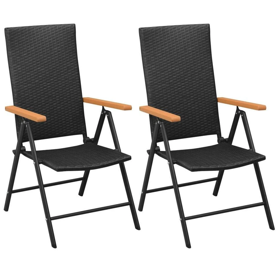 VidaXL Tuinstoelen Stapelbaar 2 St Poly Rattan Zwart 3 VidaXL Tuinstoelen Stapelbaar 2 St Poly Rattan Zwart