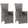 VidaXL Tuinstoelen 2 St Verstelbaar Met Kussens Poly Rattan Grijs -VIDAXL Winkel 1000006252