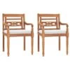 VidaXL Stoelen Batavia 2 St Met Kussens Massief Teakhout -VIDAXL Winkel 1000006278