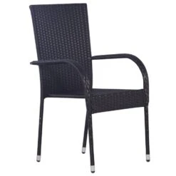 VidaXL Tuinstoelen Stapelbaar 2 St Poly Rattan Zwart -VIDAXL Winkel 1000006317 0103