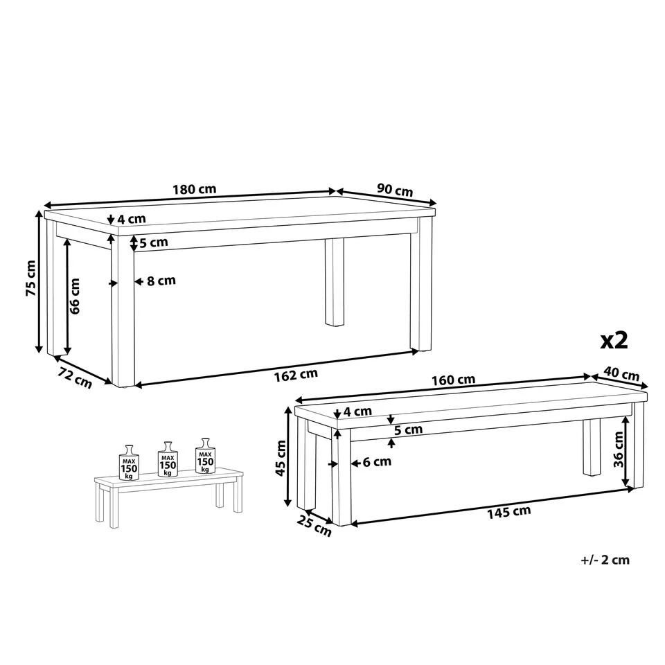 Beliani Tuintafelset OSTUNI - Grijs Vezelcement 5 Beliani Tuintafelset OSTUNI - Grijs Vezelcement - Afbeelding 3