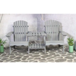 SenS-Line Adirondack Dubbele Tuinstoel - Hout - Grijs -VIDAXL Winkel 1000038286 0101