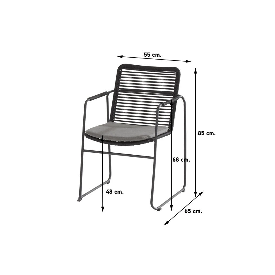 4 Seasons Outdoor Elba Stapelbare Tuinstoel - Donker Grijs 5 4 Seasons Outdoor Elba Stapelbare Tuinstoel - Donker Grijs - Afbeelding 3