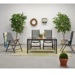 Garden Impressions Santana Tuinset -Palmas Tafel 160x90 Grijs -VIDAXL Winkel 1000042225 0102