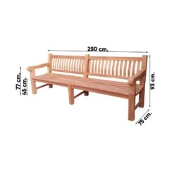 VDG Teakhouten Tuinbank Patrick XL - 250 Cm -VIDAXL Winkel 1000045386 0101