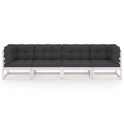VidaXL Tuinbank 4-zits Met Kussens Massief Grenenhout -VIDAXL Winkel 1000048431 0102