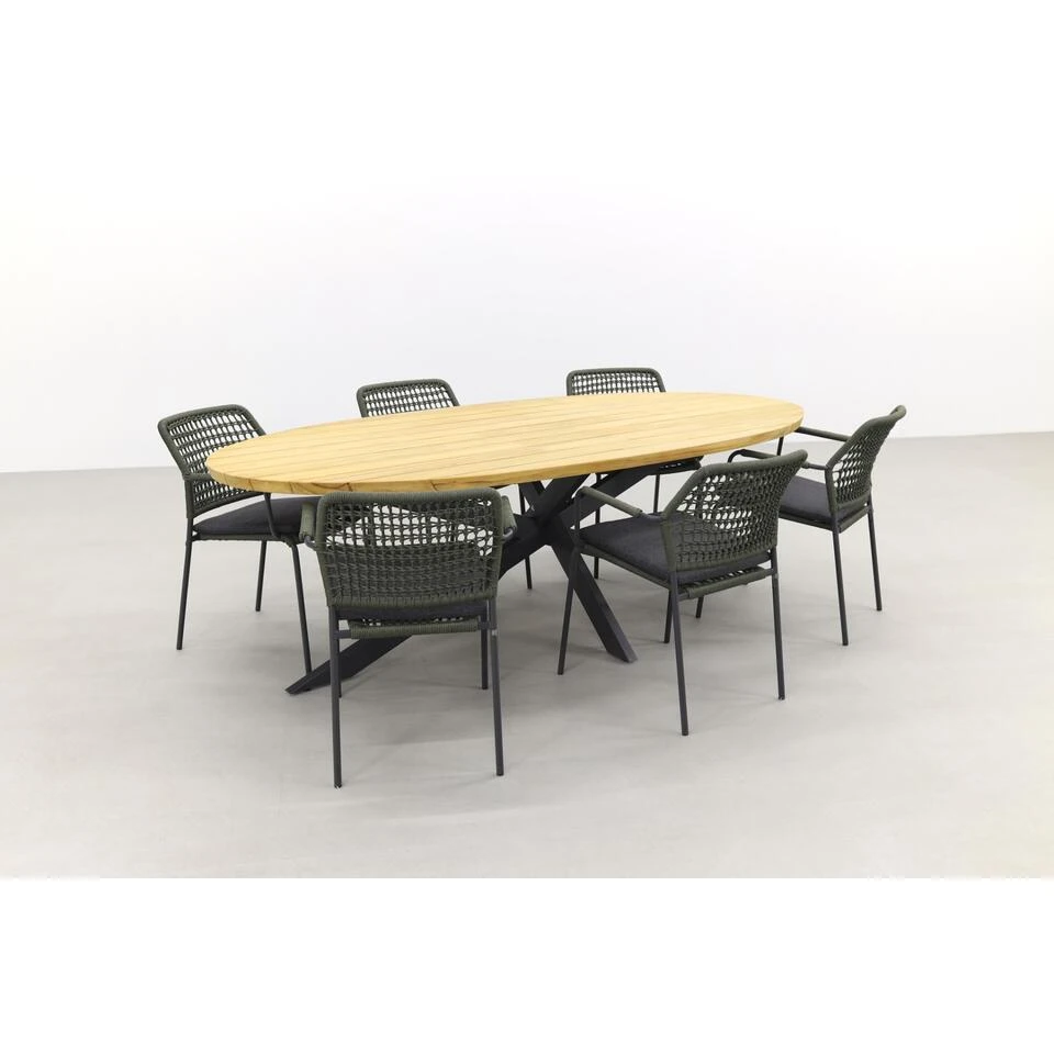 Taste Barista Groen/Prado Ellips 240x115 Cm. Ovale Tuinset - 7 Delig 5 Taste Barista Groen/Prado Ellips 240x115 Cm. Ovale Tuinset - 7 Delig - Afbeelding 3