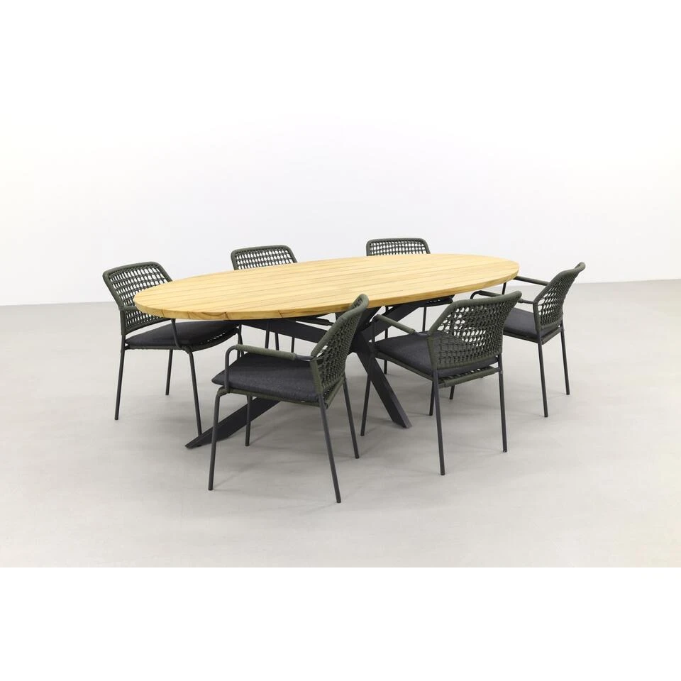 Taste Barista Groen/Prado Ellips 240x115 Cm. Ovale Tuinset - 7 Delig 6 Taste Barista Groen/Prado Ellips 240x115 Cm. Ovale Tuinset - 7 Delig - Afbeelding 4