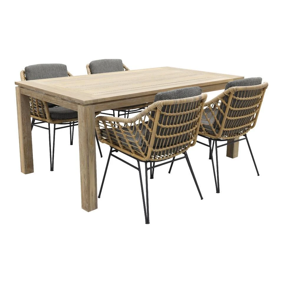 4 Seasons Cottage/Allure Rome Grey 170 Cm. Tuinset - 5-delig 3 4 Seasons Cottage/Allure Rome Grey 170 Cm. Tuinset - 5-delig