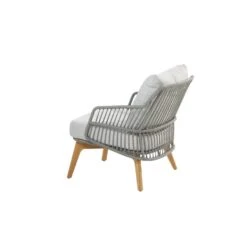 4 Seasons Sempre Loungestoel + Voetenbank - Teak/Silver Grey -VIDAXL Winkel 1000052975 0103
