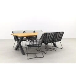 4 Seasons Fabrice - Antraciet/Sefa Tuintafel - Teak - Tuinset 7-delig -VIDAXL Winkel 1000054243 0103