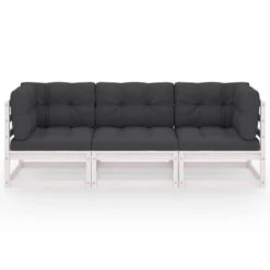 VidaXL Tuinbank 3-zits Met Kussens Massief Grenenhout -VIDAXL Winkel 1000058285 0101