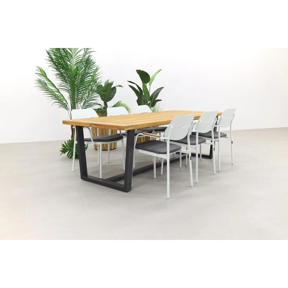 GreenChair Courage - White/Murano Teak - 240x100 Cm. - Tuinset 7-delig 4 GreenChair Courage - White/Murano Teak - 240x100 Cm. - Tuinset 7-delig - Afbeelding 2