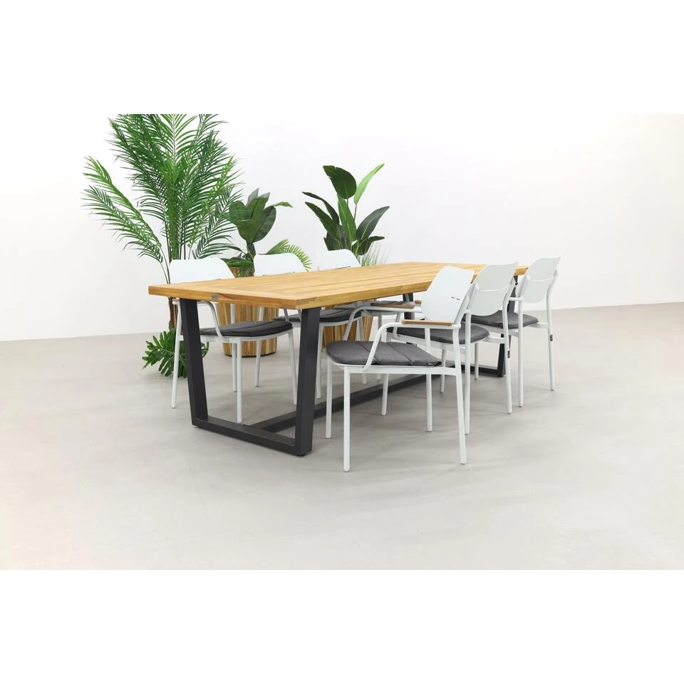 GreenChair Courage - White/Murano Teak - 240x100 Cm. - Tuinset 7-delig 5 GreenChair Courage - White/Murano Teak - 240x100 Cm. - Tuinset 7-delig - Afbeelding 3