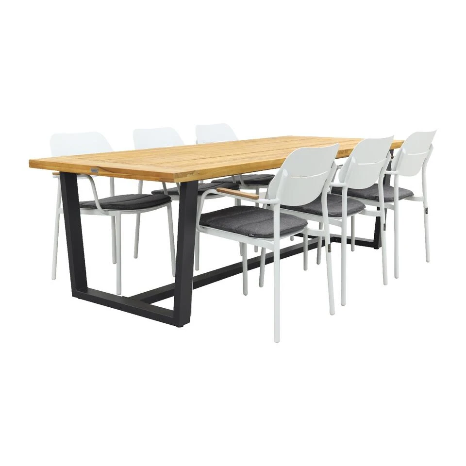 GreenChair Courage - White/Murano Teak - 240x100 Cm. - Tuinset 7-delig 3 GreenChair Courage - White/Murano Teak - 240x100 Cm. - Tuinset 7-delig