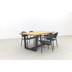 GreenChair Comfort Antraciet/Murano Teak - 180x90 Cm. - Tuinset 5-delig -VIDAXL Winkel 1000059392 0103