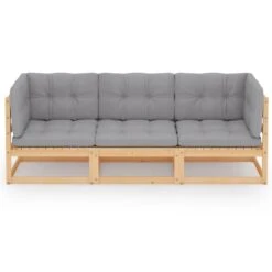 VidaXL Tuinbank 3-zits Met Kussens Massief Grenenhout -VIDAXL Winkel 1000060770 0101