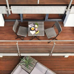 Tectake - Tuinset Balkonset - 2 Stoelen En 1 Tafel - Zwart -VIDAXL Winkel 1000077911 0101