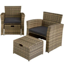 Tectake - Zitgroep Modena-wicker Tuinset- Natuurkleur -VIDAXL Winkel 1000077921 0102