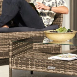 Tectake - Madeira - Wicker Tuinset - 2 Stoelen 1 Zitbank - Natuurkleur -VIDAXL Winkel 1000077962 0103