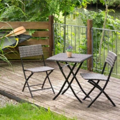 Tectake - Tuinset Balkonset - 2 Stoelen En 1 Tafel - Lichtgrijs -VIDAXL Winkel 1000077971 0102