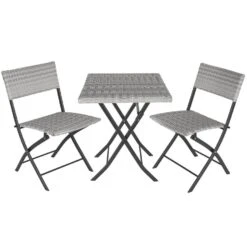 Tectake - Tuinset Balkonset - 2 Stoelen En 1 Tafel - Lichtgrijs