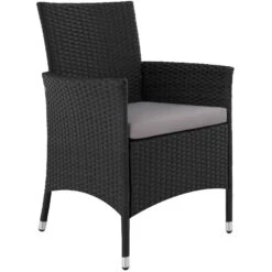 Tectake - Luxe Wicker Zitgroep Porto 6 + 1 - Zwart / Grijs -VIDAXL Winkel 1000077974 0103