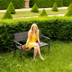 Tectake - Tuinbank Line Lichtgrijs/wit -VIDAXL Winkel 1000078021 0101