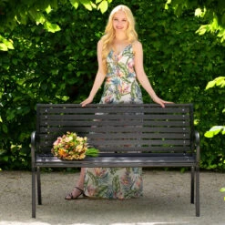 Tectake - Tuinbank Pino - Zwart - 126 Cm Breed 7 Tectake - Tuinbank Pino - Zwart - 126 Cm Breed -VIDAXL Winkel 1000078022 0101