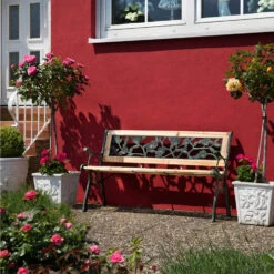 Tectake - Tuinbank - Hout/gietijzer - 124x52x74 Cm -VIDAXL Winkel 1000078024 0101