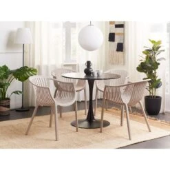 Beliani Eetkamerstoel NAPOLI - Beige Synthetisch Materiaal -VIDAXL Winkel 1000086371 0103