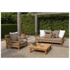 Exotan Loungestoel Tuin Kawang - Teak - Taupe - 98x103x80 -VIDAXL Winkel 1000089020 0102