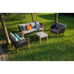 Exotan 3-Zits Tuinbankje San Remo - Teak - Grijs - 70x180x76 -VIDAXL Winkel 1000089024 0102