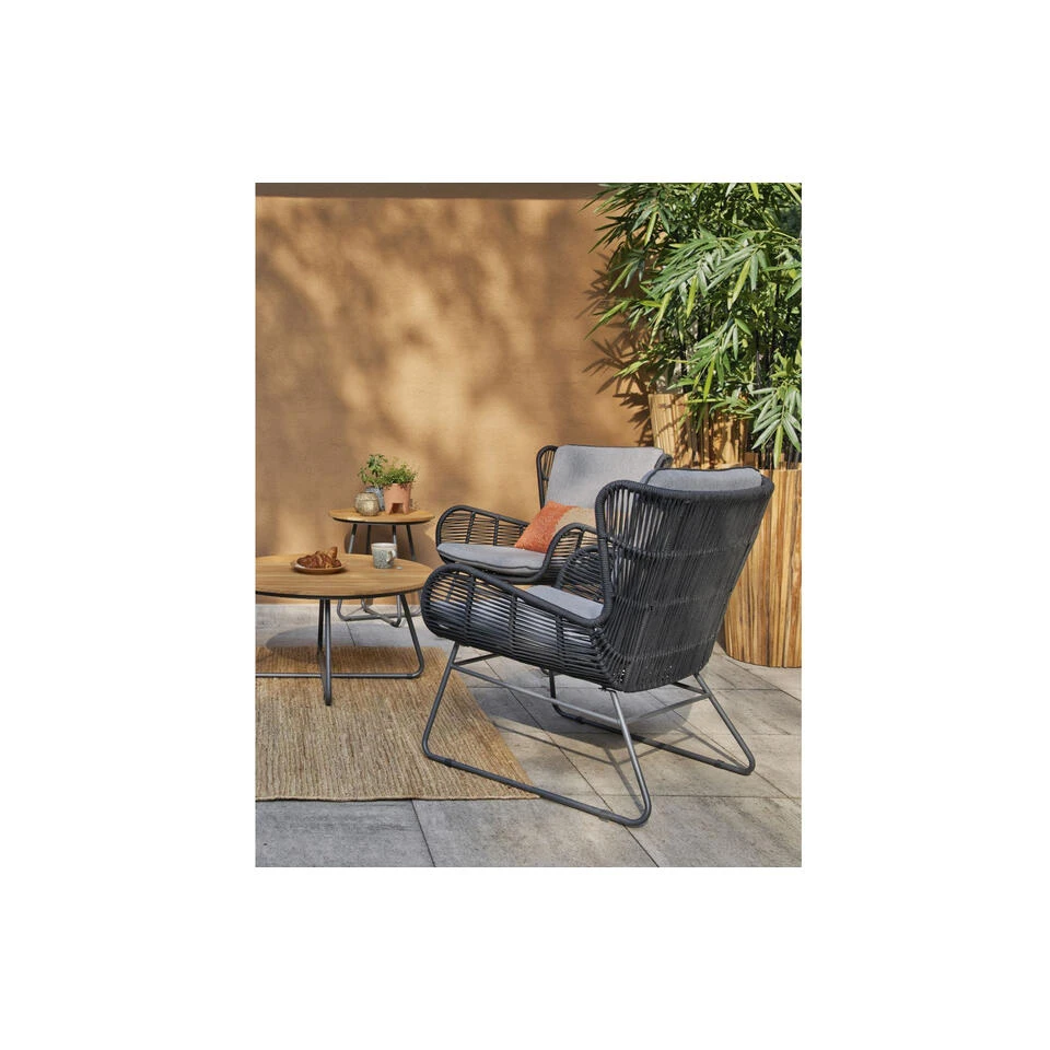 Exotan Loungestoel Outdoor Grace - Touw - Antraciet - Set Van 2 4 Exotan Loungestoel Outdoor Grace - Touw - Antraciet - Set Van 2 - Afbeelding 2