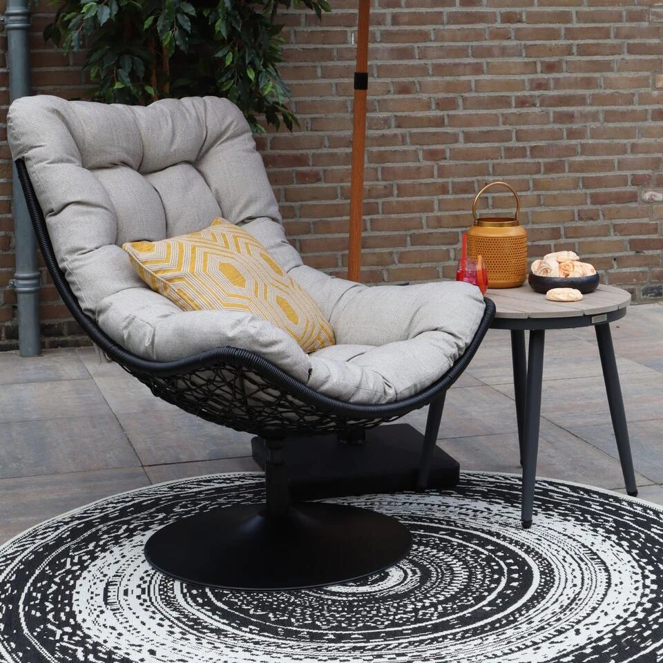 Woood Swivel Loungestoel Zwart 5 Woood Swivel Loungestoel Zwart - Afbeelding 3