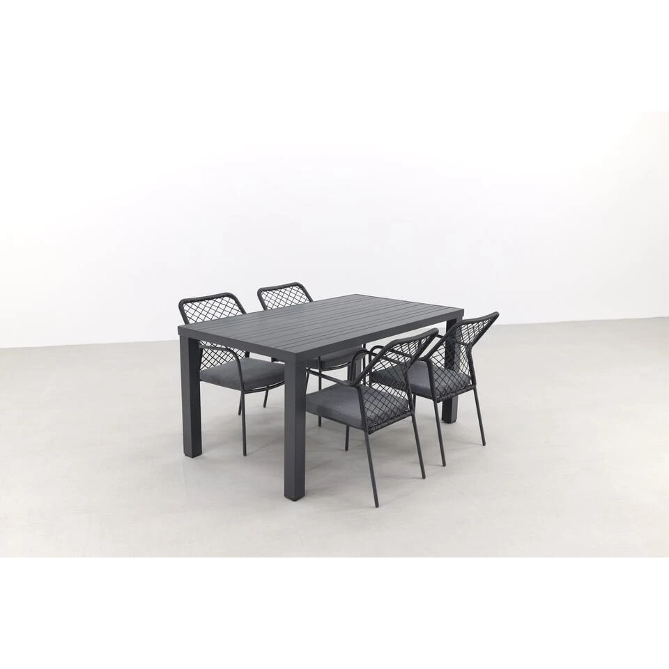 GI Dido Black/Lena 160 Cm. - Stapelbare Tuinset - 5-delig 6 GI Dido Black/Lena 160 Cm. - Stapelbare Tuinset - 5-delig - Afbeelding 4