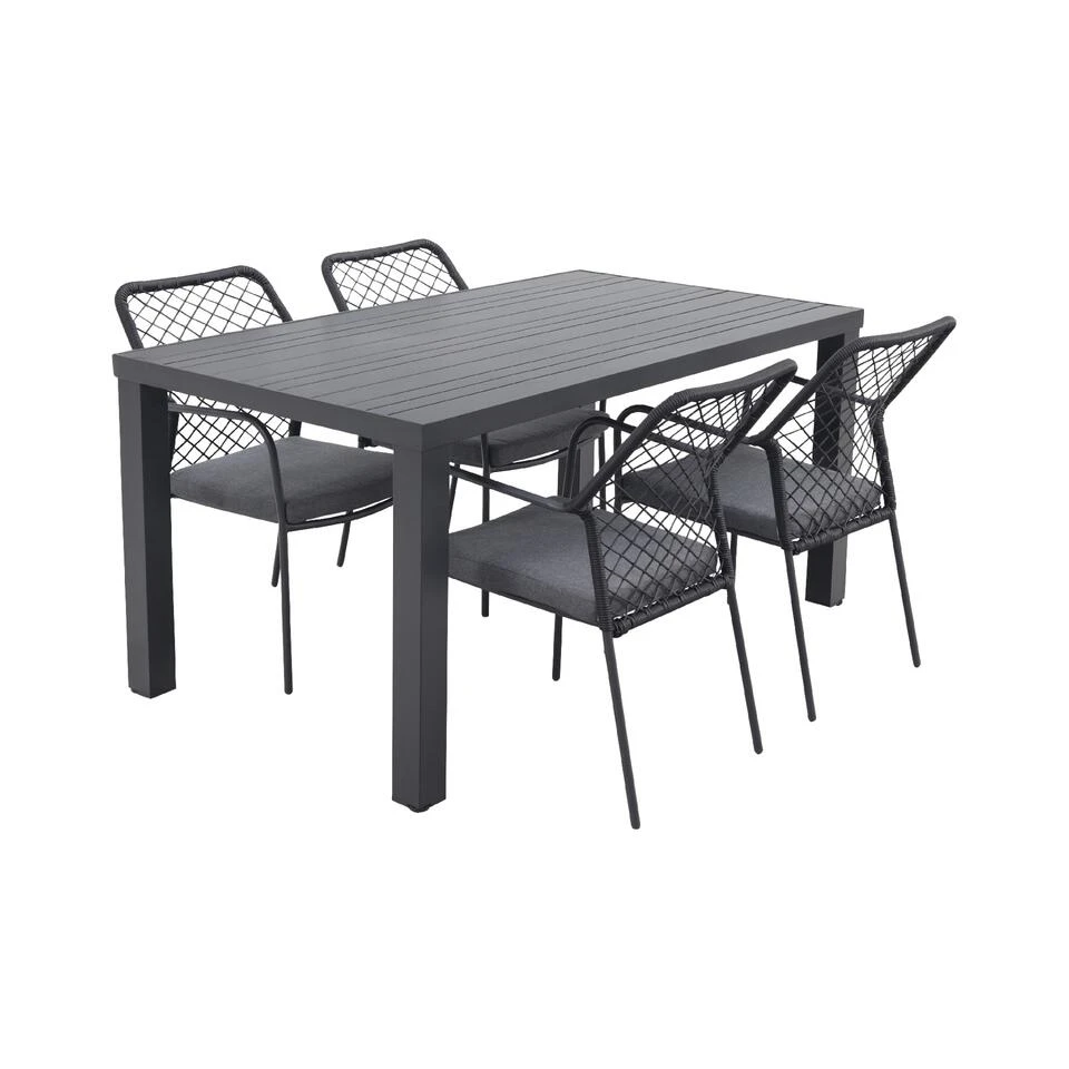 GI Dido Black/Lena 160 Cm. - Stapelbare Tuinset - 5-delig 3 GI Dido Black/Lena 160 Cm. - Stapelbare Tuinset - 5-delig