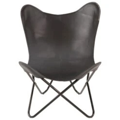 Buffalo Vlinderstoel - Leder - Zwart -VIDAXL Winkel 1000094337 0102