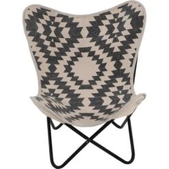 Brent Vlinderstoel Zwart/wit - Leder - Zwart -VIDAXL Winkel 1000094339 0102