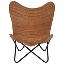 Billy Vlinderstoel Cognac - Leder - Bruin -VIDAXL Winkel 1000094348 0102