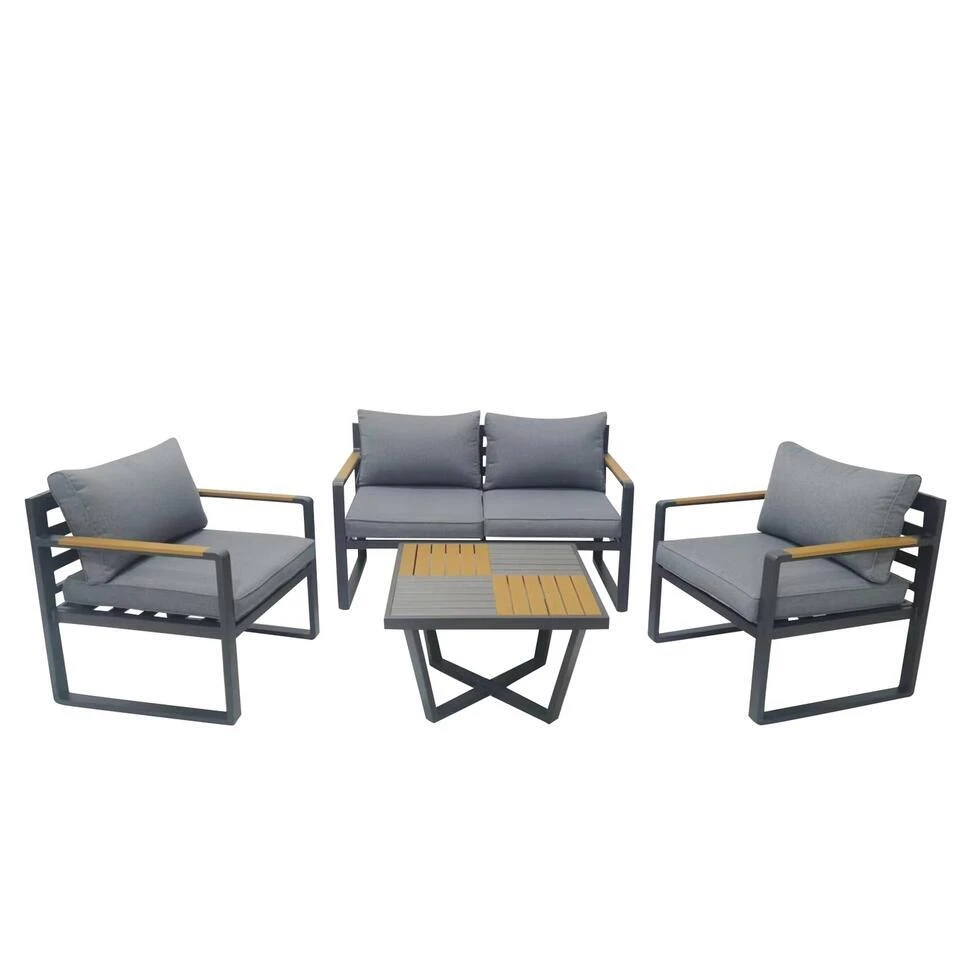 Giga Meubel Tuinset Aluminium Antraciet - 4-Delig - Set Joshua 3 Giga Meubel Tuinset Aluminium Antraciet - 4-Delig - Set Joshua