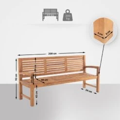 CLP Teakbank Halden 200 Cm -VIDAXL Winkel 1000095885 0101