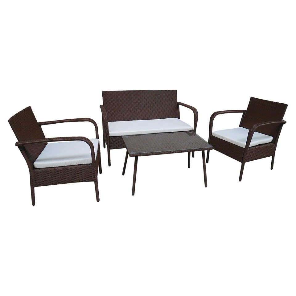 Happy Garden Buitenmeubelsets LIPARI - Bruin - Geweven Hars 4 Happy Garden Buitenmeubelsets LIPARI - Bruin - Geweven Hars - Afbeelding 2