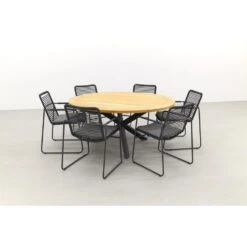 Elba Taste Antraciet/Prado 160 Cm. - Ronde Tuinset -VIDAXL Winkel 1000096395 0102
