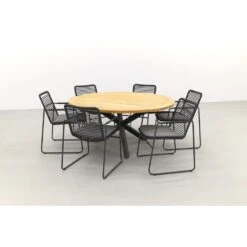 Elba Taste Antraciet/Prado 160 Cm. - Ronde Tuinset -VIDAXL Winkel 1000096395 0103