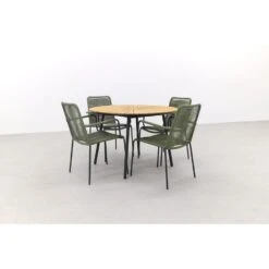 Denver Groen/Dave Teak 110 Cm. Tuinset - 5-delig - Stapelbaar -VIDAXL Winkel 1000098988 0103